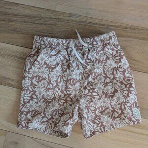 Rylee + cru 4 to 5-year-old boys tan and brown sunflowers swim trunks